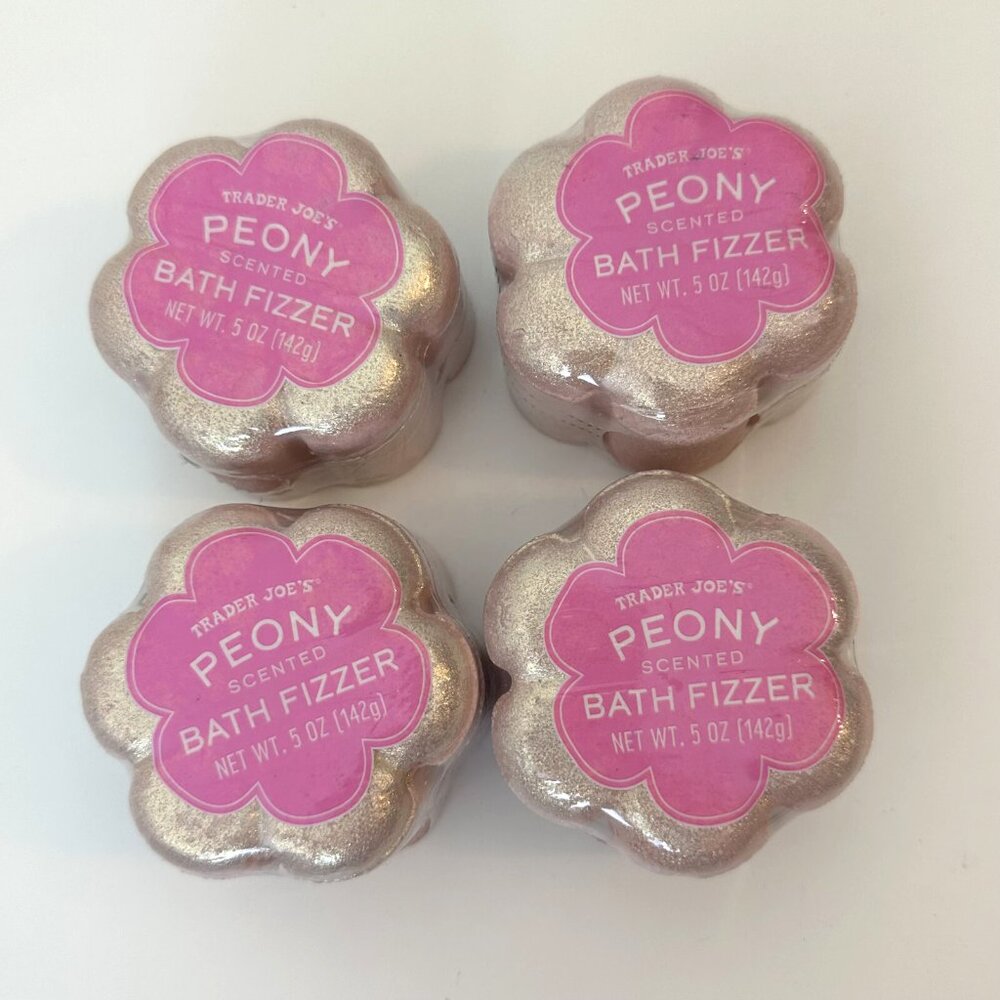 4 X Trader Joes Peony Scented Bath Fizzer - Relaxing Bath Bombs